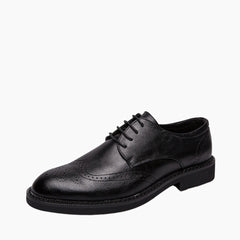 Black Pointed-Toe, Anti-Skid : Brogue Shoes for Men : Namuna - 0495NmM
