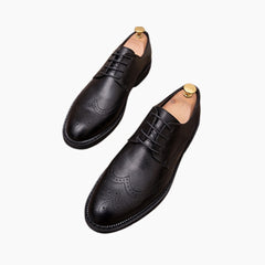 Black Pointed-Toe, Anti-Skid : Brogue Shoes for Men : Namuna - 0495NmM