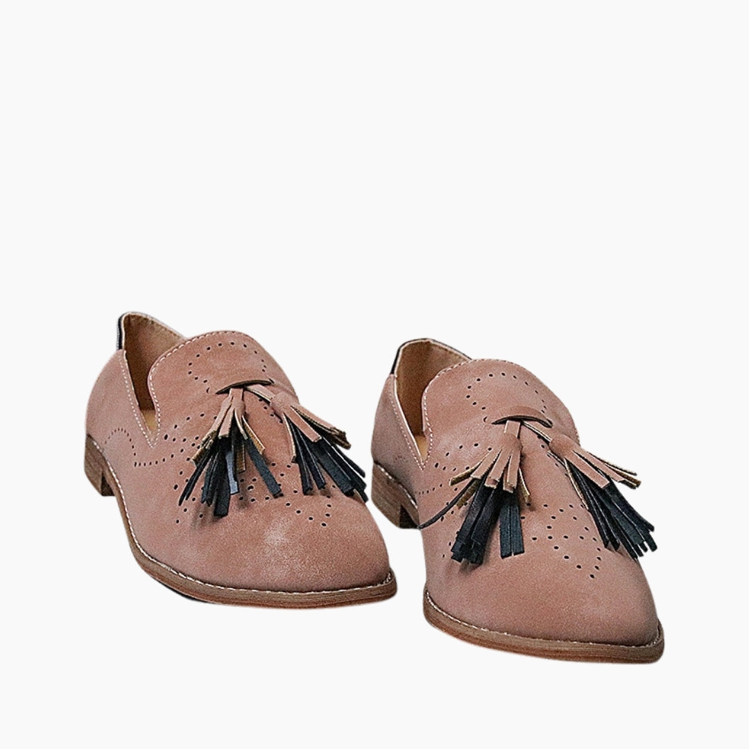 Pink Round-Toe, Slip-On: Brogue Shoes for Women : Namuna - 0497NmF