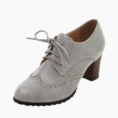 Grey Round-Toe, Lace-Up : Brogue Shoes for Women : Namuna - 0499NmF