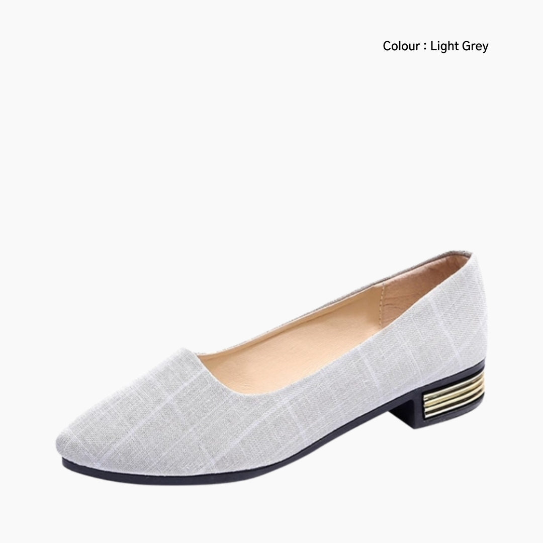 Light Grey Slip-On, Pointed-Toe : Ballet Flats : Hoora - 0505HoF