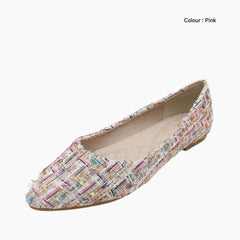 Pink Pointed-Toe, Slip-On: Ballet Flats : Hoora - 0506HoF