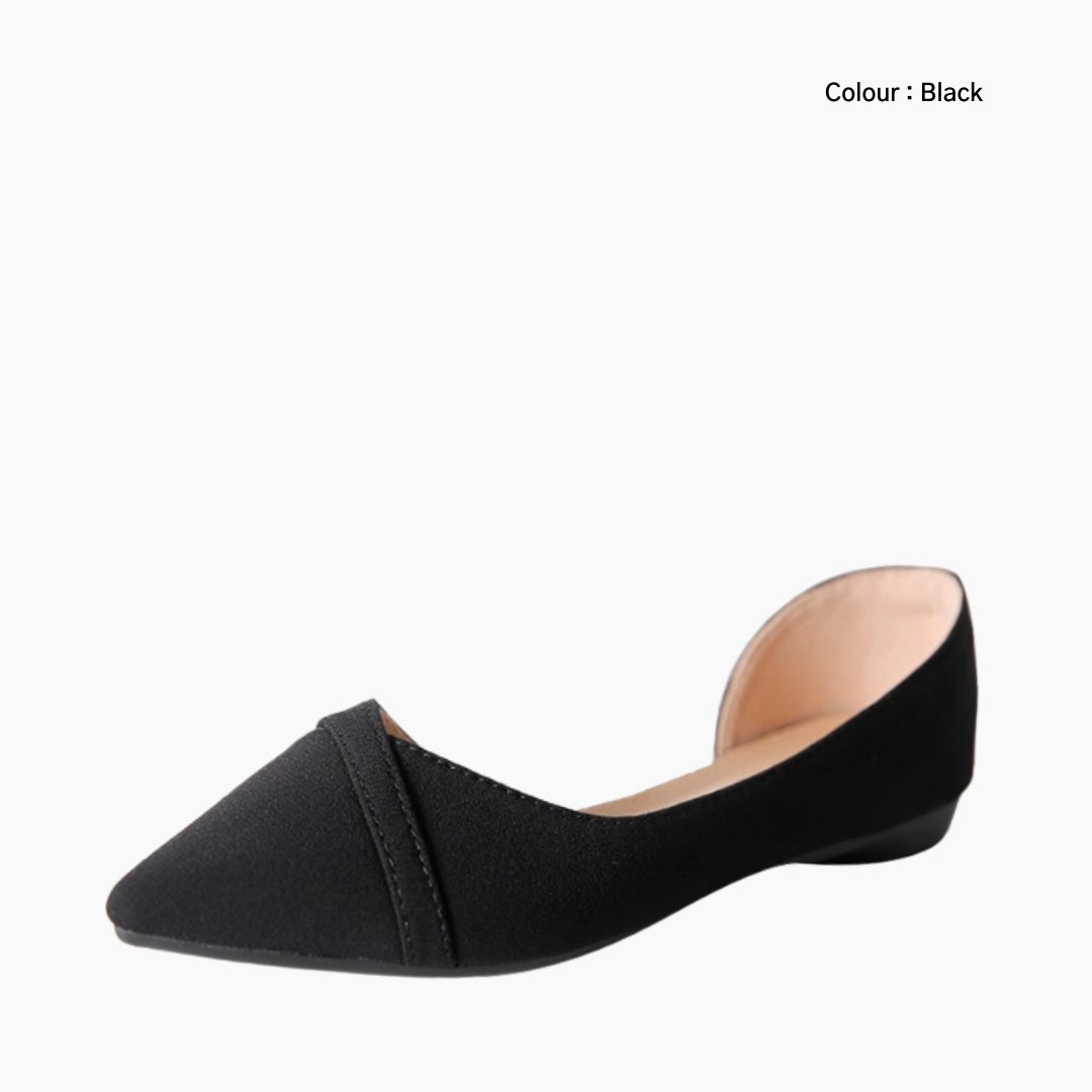 Black Pointed-Toe, Slip-On : Ballet Flats : Hoora - 0507HoF