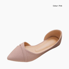 Pink Pointed-Toe, Slip-On : Ballet Flats : Hoora - 0507HoF
