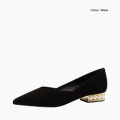 Black Pointed-Toe, Slip-On : Ballet Flats : Hoora - 0508HoF