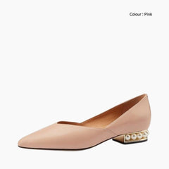 Pink Pointed-Toe, Slip-On : Ballet Flats : Hoora - 0508HoF
