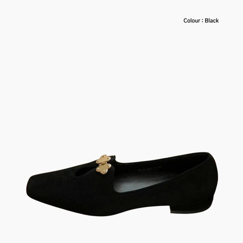 Black Pointed-Toe, Slip-On : Ballet Flats : Hoora - 0509HoF