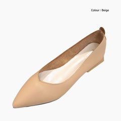 Beige Square Heel, Handmade : Ballet Flats : Hoora - 0511HoF