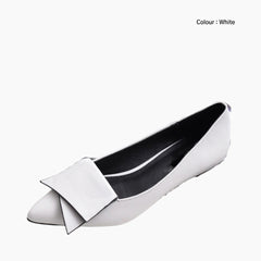 White Round-Toe, Slip-On : Ballet Flats : Hoora - 0512HoF