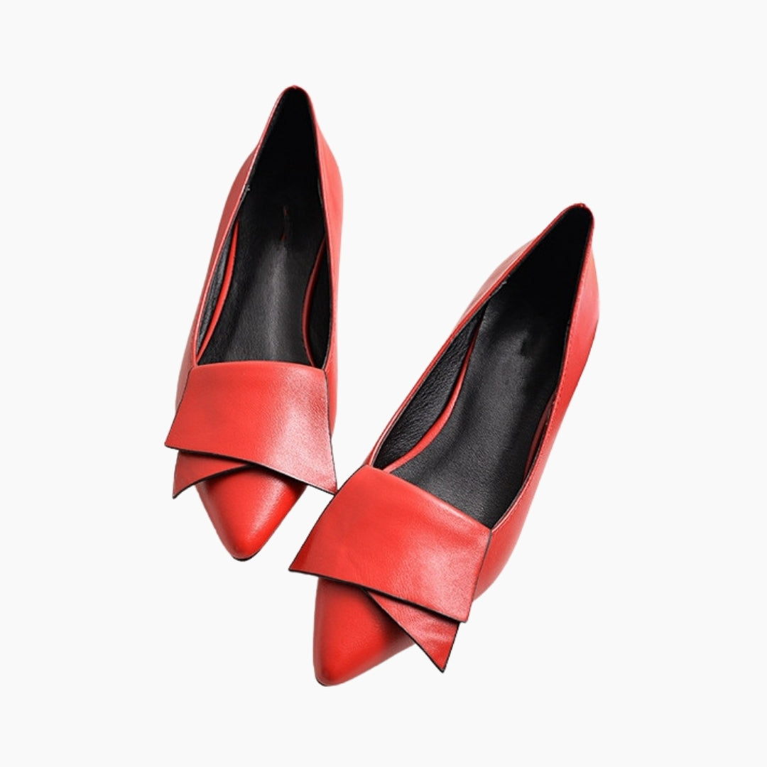 Red Round-Toe, Slip-On : Ballet Flats : Hoora - 0512HoF
