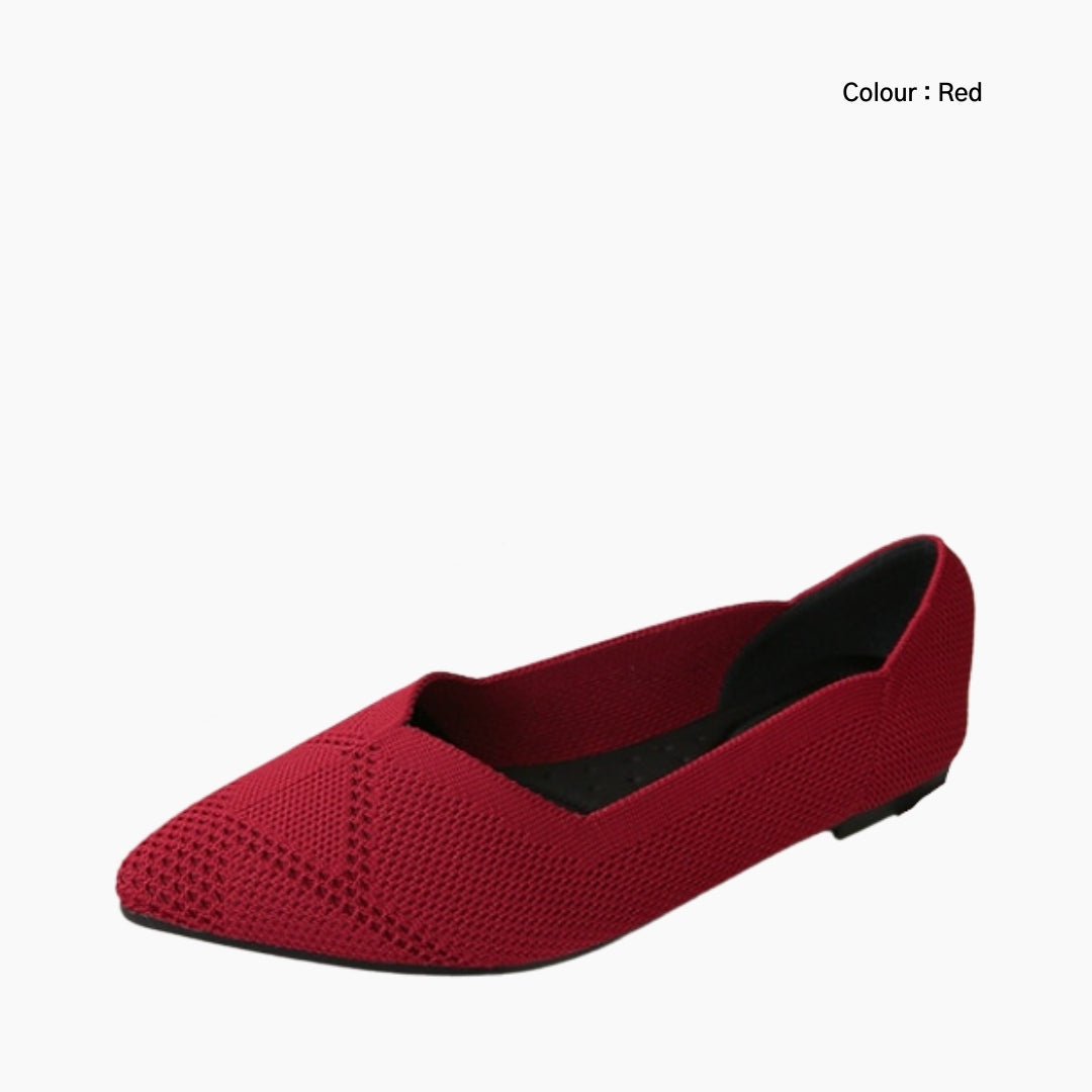 Red Pointed-Toe, Slip-On : Ballet Flats : Hoora - 0513HoF
