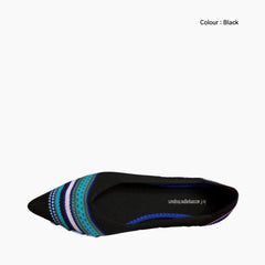 Black Pointed-Toe, Slip-On : Ballet Flats : Hoora - 0514HoF