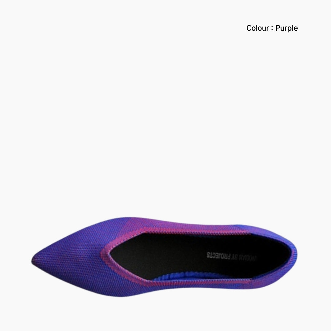 Purple Pointed-Toe, Slip-On : Ballet Flats : Hoora - 0514HoF