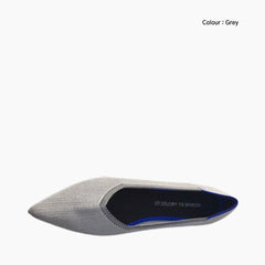 Grey Pointed-Toe, Slip-On : Ballet Flats : Hoora - 0516HoF