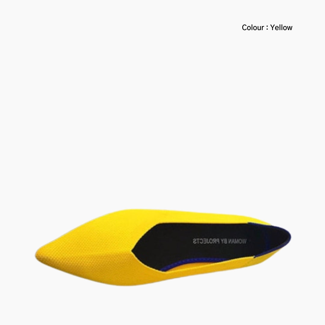 Yellow Pointed-Toe, Slip-On : Ballet Flats : Hoora - 0516HoF