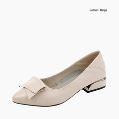Beige Square Heel, Handmade : Ballet Flats : Hoora - 0519HoF