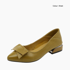 Khaki Square Heel, Handmade : Ballet Flats : Hoora - 0519HoF