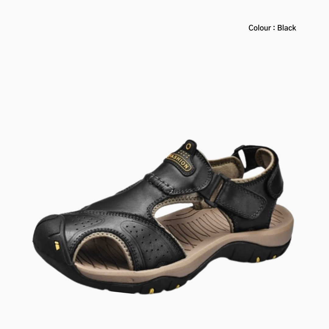 Black  Flexible, Breathable : Flat Sandals for Men : Nuu - 0521NuM