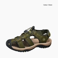 Green Elastic Band Closure, Comfortable : Flat Sandals for Men : Nuu - 0522NuM