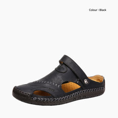 Black Slip-On : Flat Sandals for Men : Nuu - 0525NuM