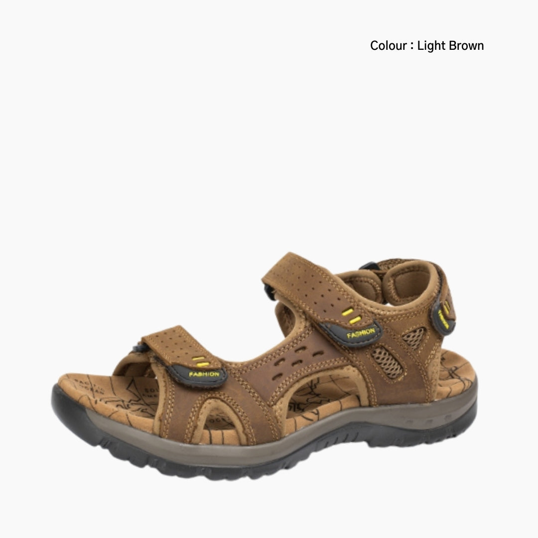 Light Brown Hook & Loop Closure : Flat Sandals for Men : Nuu - 0526NuM