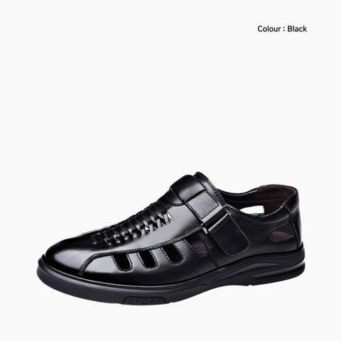 Black Ankle Wrap Sandal, Buckle Strap Closure : Flat Sandals for Men : Nuu - 0531NuM