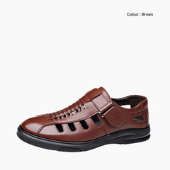 Brown Ankle Wrap Sandal, Buckle Strap Closure : Flat Sandals for Men : Nuu - 0531NuM