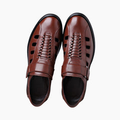 Brown Ankle Wrap Sandal, Buckle Strap Closure : Flat Sandals for Men : Nuu - 0531NuM