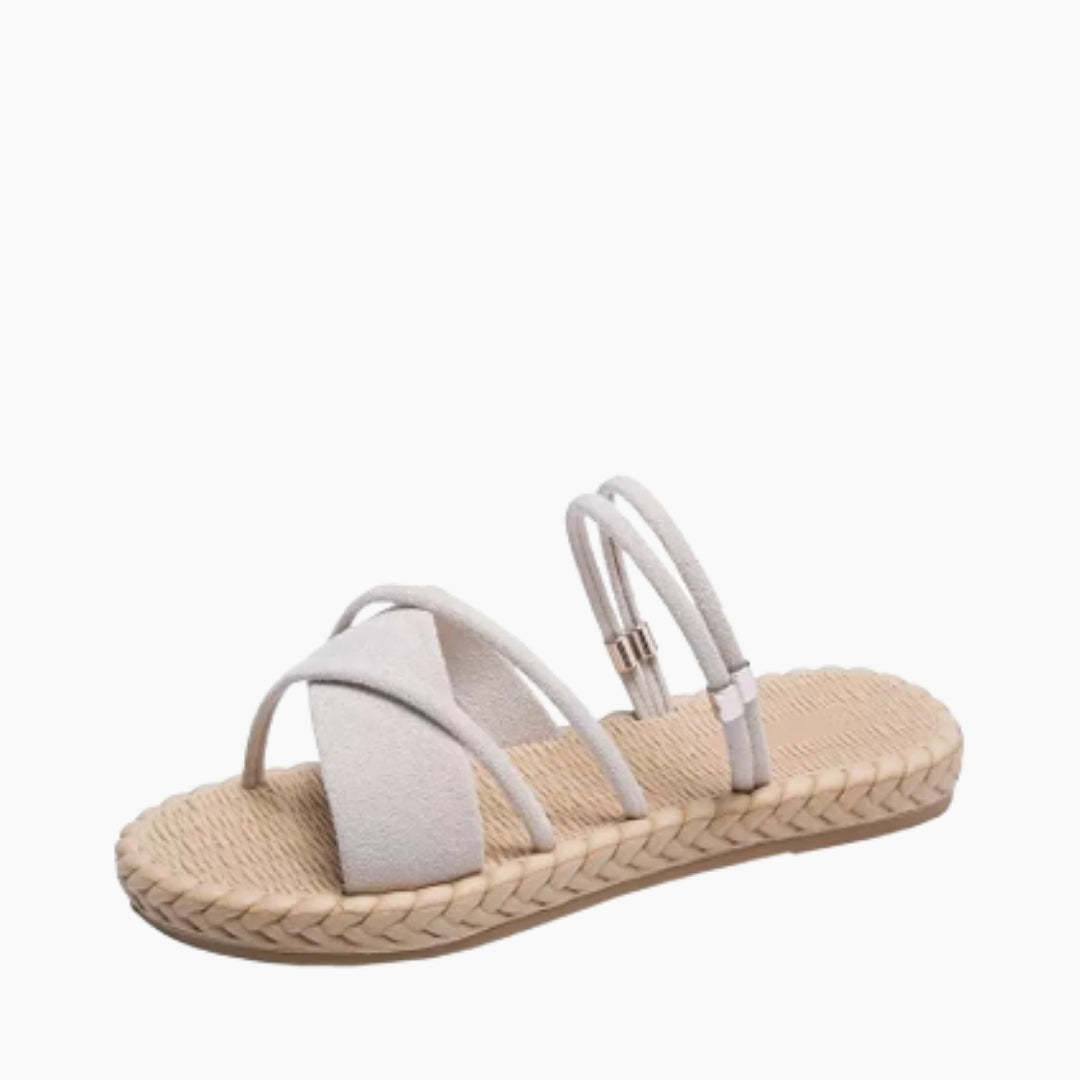 Beige Sandals, Slip-On : Flat Sandals for Women : Nuu - 0536NuF