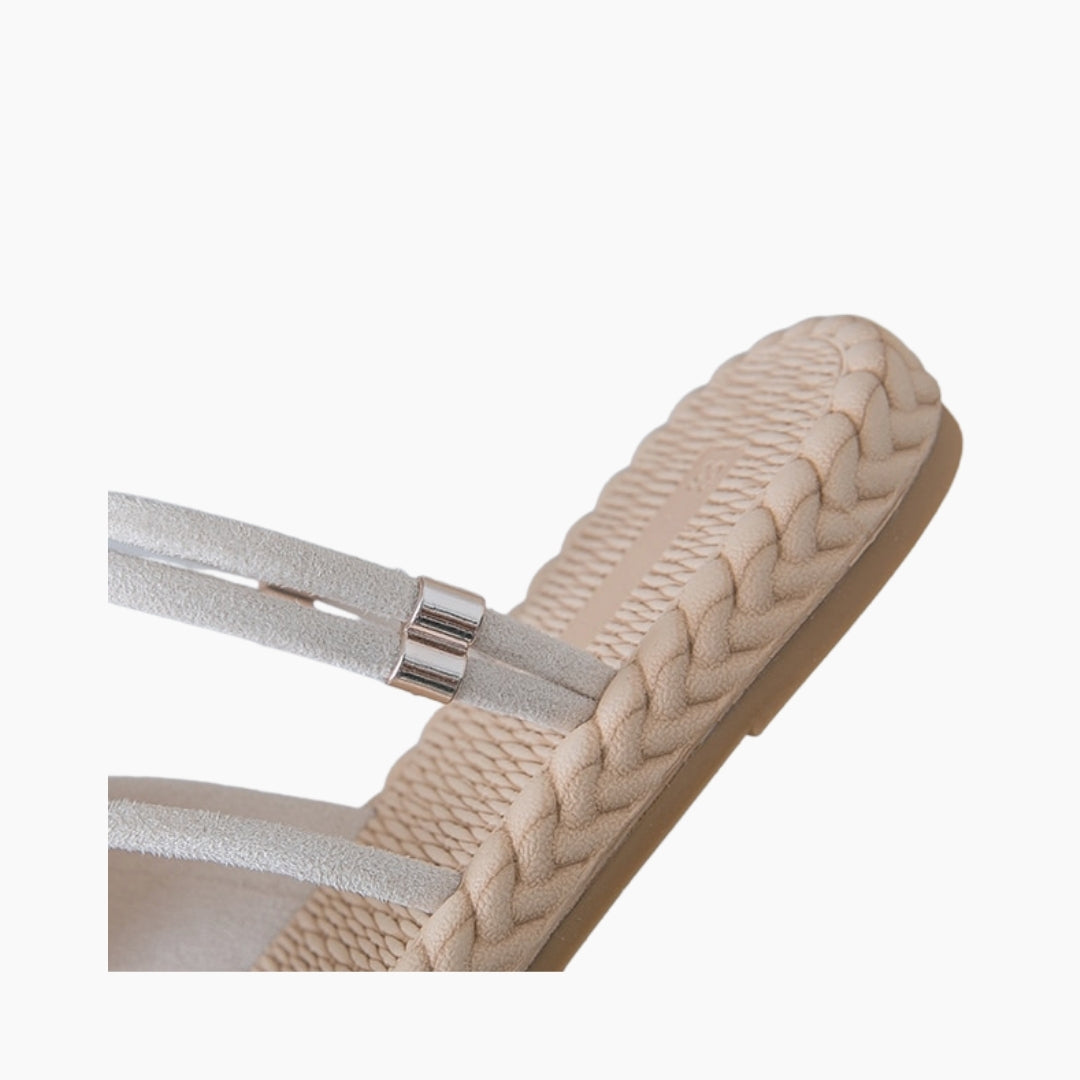 Beige Sandals, Slip-On : Flat Sandals for Women : Nuu - 0536NuF