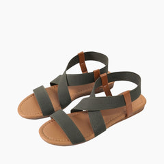 Ankle Strap Sandal, Elastic Band Closure : Flat Sandals for Women : Nuu - 0537NuF