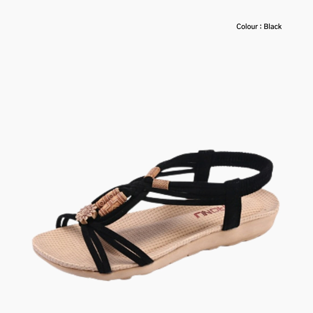 Black Slip-On, Back-Strap : Flat Sandals for Women : Nuu - 0538NuF