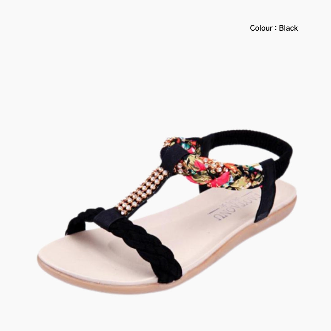 Black Slip-On : Flat Sandals for Women : Nuu - 0539NuF
