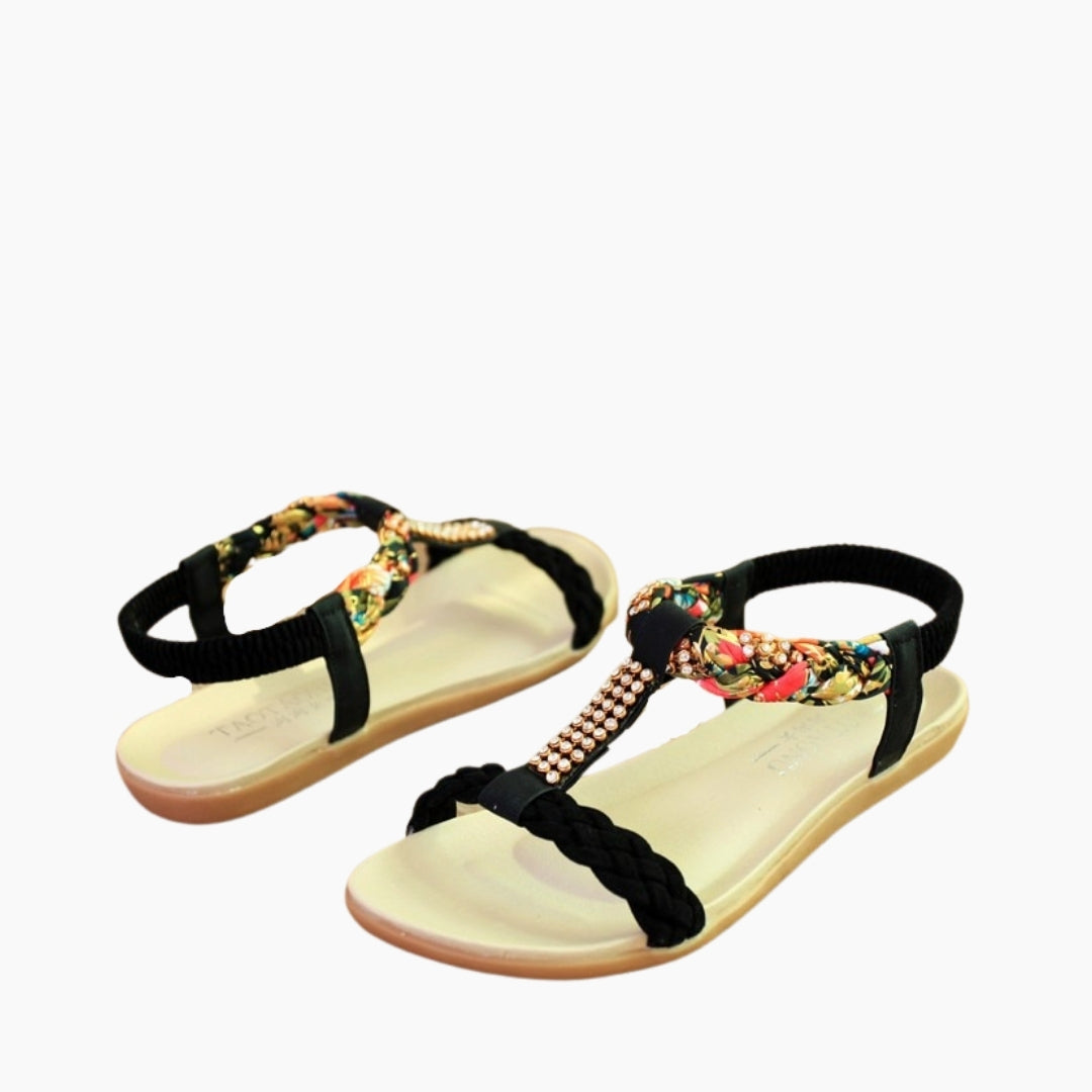 Black Slip-On : Flat Sandals for Women : Nuu - 0539NuF