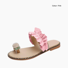 Pink Breathable : Flat Sandals for Women : Nuu - 0540NuF