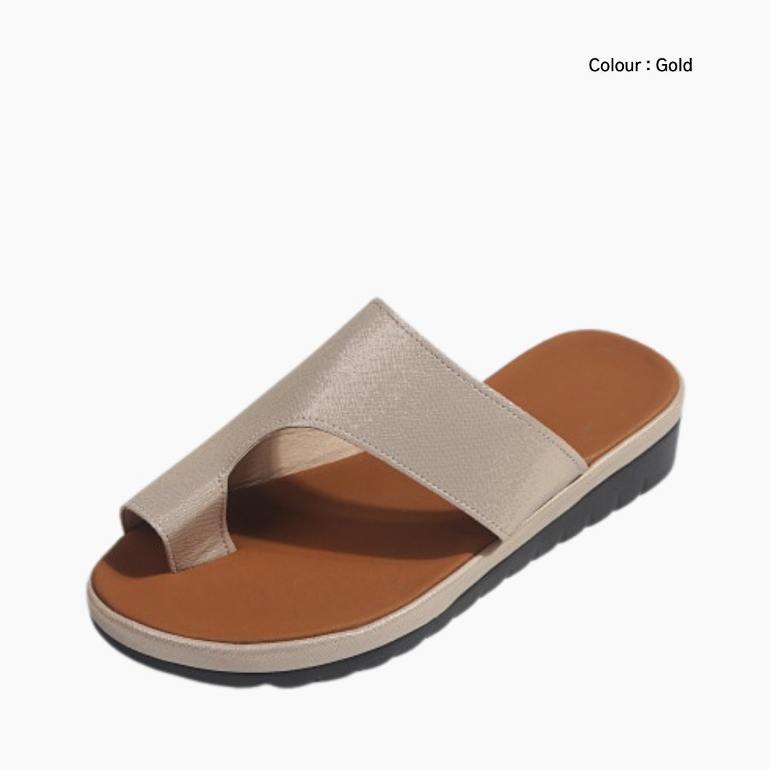 Gold Slip-On, Orthopedic Sandals : Flat Sandals for Women : Nuu - 0541NuF