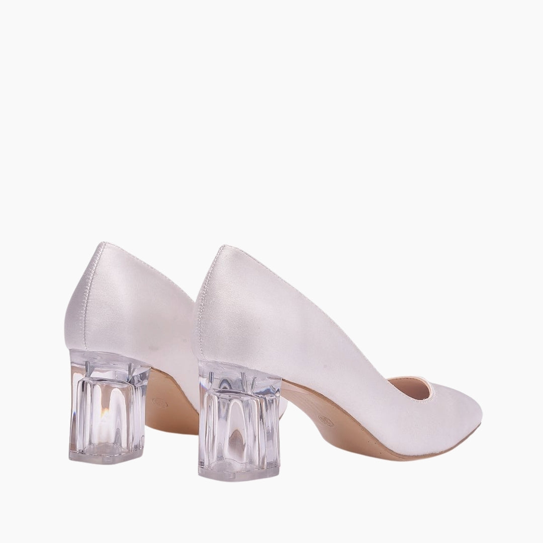 White Square Heel, Handmade : Wedding Heels : Piari - 0546PiF