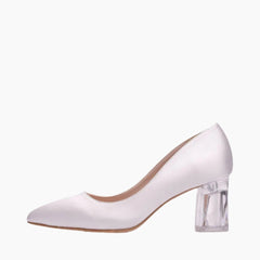 White Square Heel, Handmade : Wedding Heels : Piari - 0546PiF
