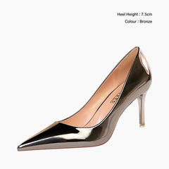 Bronze Thin Heels, Handmade : Wedding Heels : Piari - 0547PiF