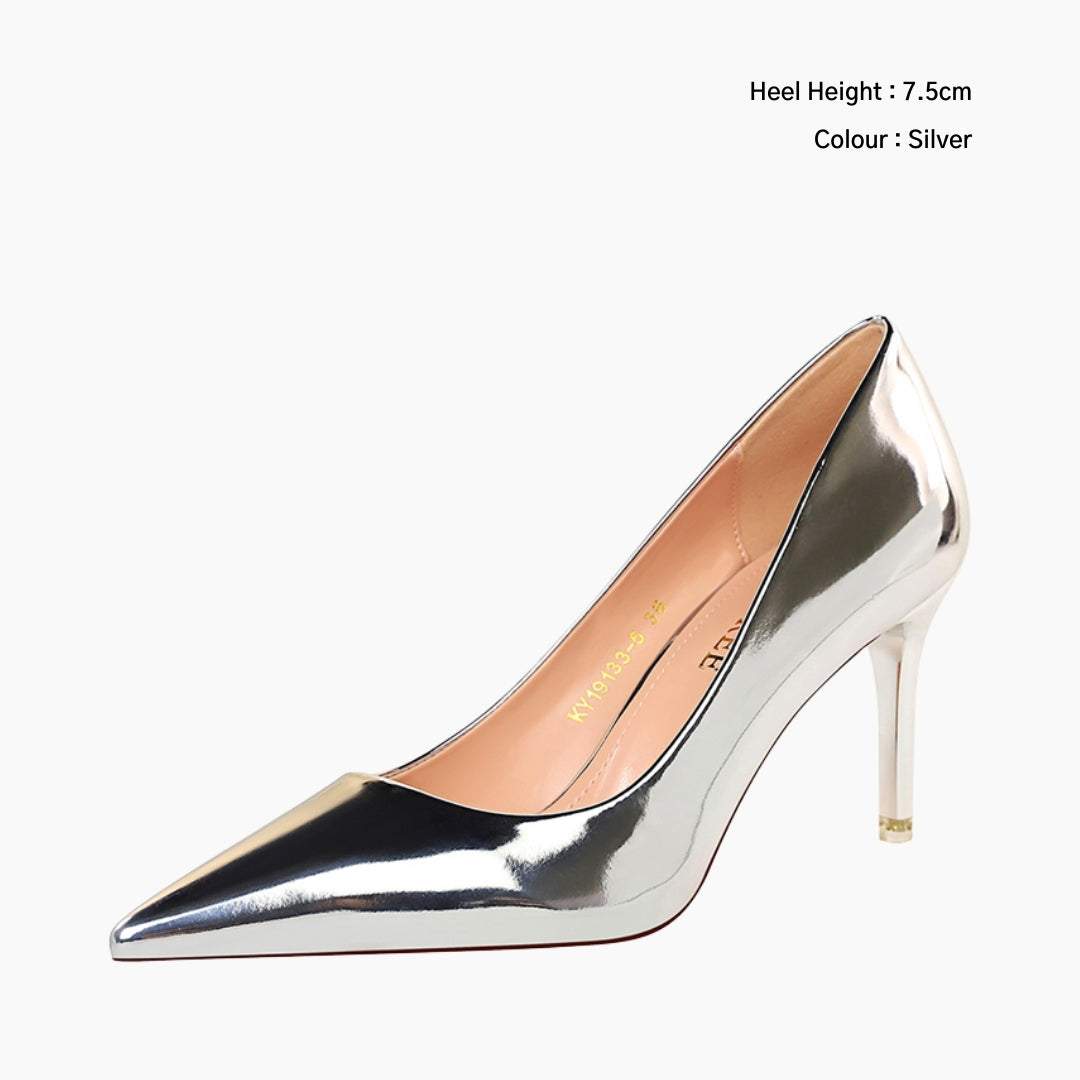 Silver Thin Heels, Handmade : Wedding Heels : Piari - 0547PiF