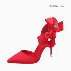 Red Thin Heels, Handmade : Wedding Heels : Piari - 0548PiF