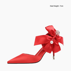 Red Thin Heels, Handmade : Wedding Heels : Piari - 0548PiF