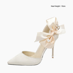White Thin Heels, Handmade : Wedding Heels : Piari - 0548PiF