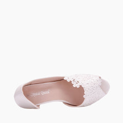 White White Pointed-Toe, Handmade : Wedding Heels : Piari - 0552PiF