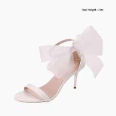 White Thin Heels, Buckle Strap : Wedding Heels : Piari - 0555PiF