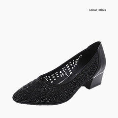 Black Square Heel, Handmade : Wedding Heels : Piari - 0559PiF