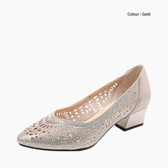 Gold Square Heel, Handmade : Wedding Heels : Piari - 0559PiF