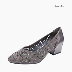 Grey Square Heel, Handmade : Wedding Heels : Piari - 0559PiF