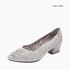 Silver Square Heel, Handmade : Wedding Heels : Piari - 0559PiF