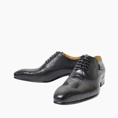 Black Pointed-Toe, Lace-Up : Oxford Shoes for Men : Purakha - 0563PuM